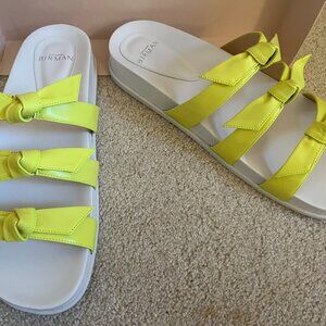 Alexandre Birman Neon Yellow Leather Slides - New